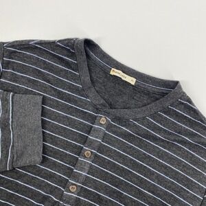 Marine Layer Shirt Mens Extra Large Gray Henley Striped Stretch Coastal Casual